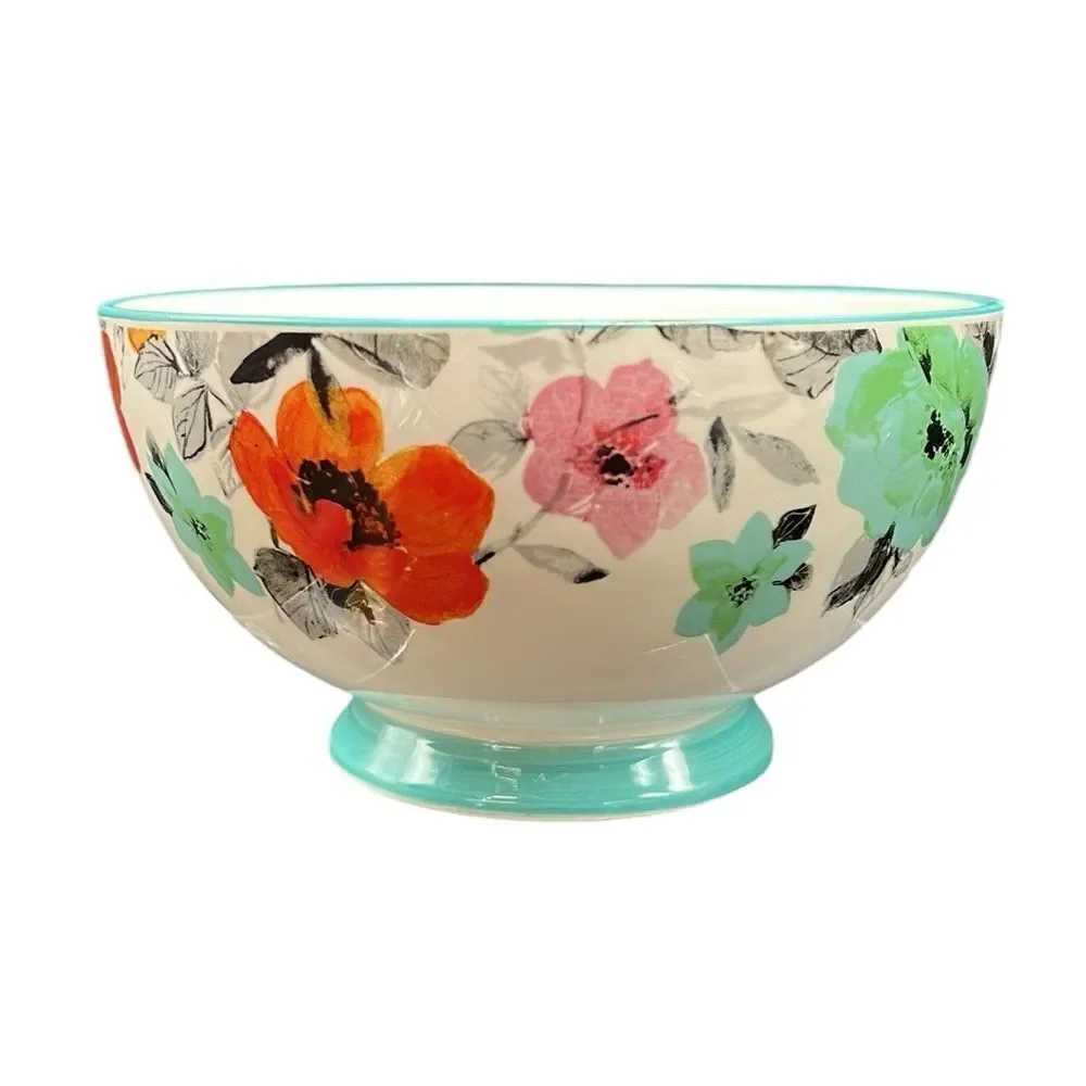The Pioneer Woman Flea Market Floral Bowl Ceramic Pedestal Cereal Fruit